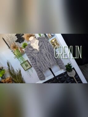 Greylin Grey Faux Fur Shaggy Crop Jacket SM